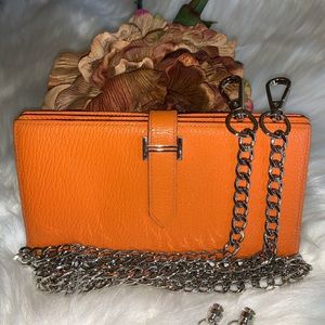 HERMES Bearn Orange Chevre Bifold Wallet